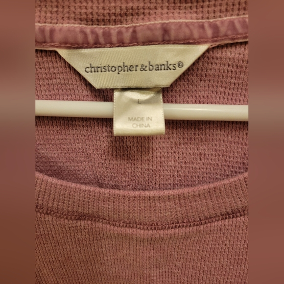 Christopher and Banks Long Sleeve Waffle Top in Rose/Pink Size Large - Picture 6 of 6